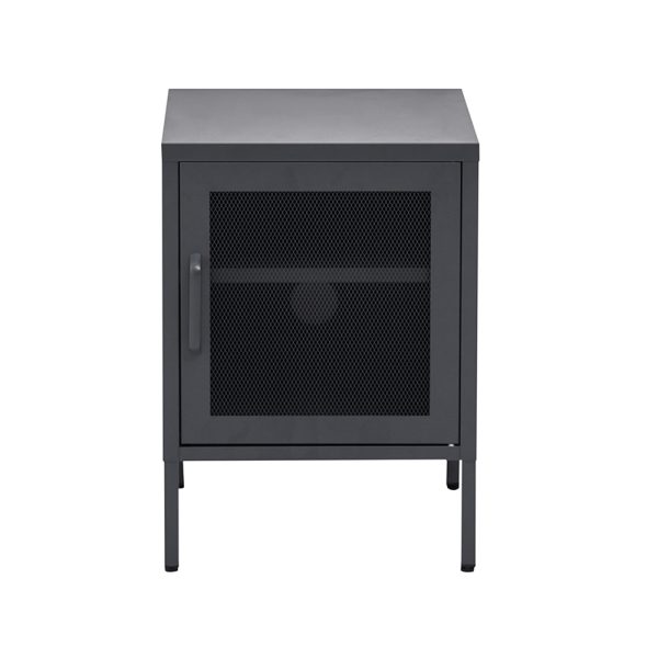 Bedside Table Mesh Door Cabinet – MINI Black