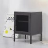 Bedside Table Mesh Door Cabinet – MINI Black