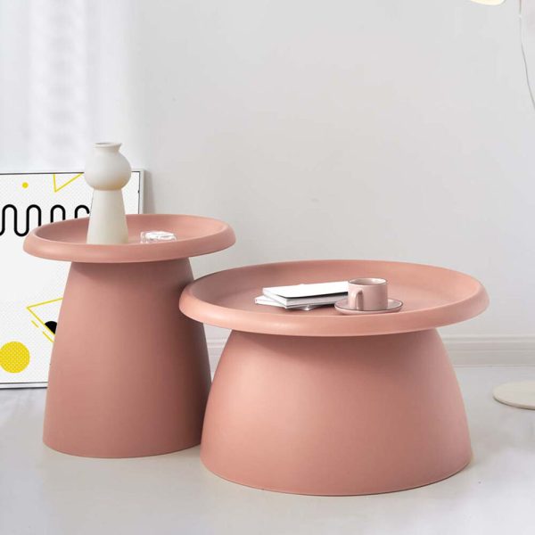 Coffee Table Mushroom Nordic Round Large Side Table 70CM – 70×35 cm, Pink