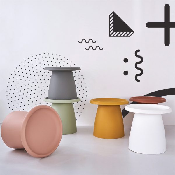 Coffee Table Mushroom Nordic Round Large Side Table 70CM – 50×45 cm, Grey
