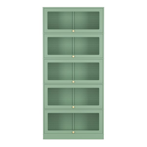 Buffet Sideboard Cupboard Cabinet Storage Mesh Doors Metal Green ELIA