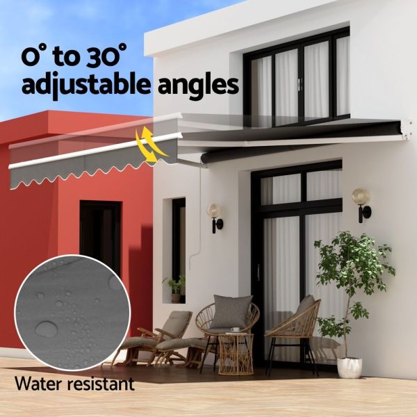 Retractable Folding Arm Awning Manual Sunshade 4Mx2.5M Grey
