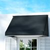 Window Door Awning 1.2mx0.6mx0.6m Black Polyester Fabric Steel Frame