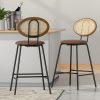 2x Bar Stools PU Leather Stools Brown