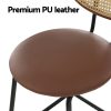 2x Bar Stools PU Leather Stools Brown