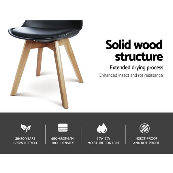 Dining Chairs Set of 4 Leather Plastic DSW Replica Wooden Black