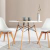 Dining Table 4 Seater Round Replica DSW Eiffel Kitchen Timber White – 90×73 cm