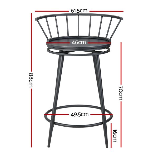 2x Bar Stools Swivel Metal Chairs