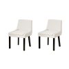 Dining Chairs Set of 2 Corduroy Wooden Beige