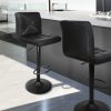 2x Bar Stools Kitchen Dining Chairs Gas Lift Stool Leather Black