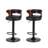 2x Bar Stools Gas Lift Faux Leather