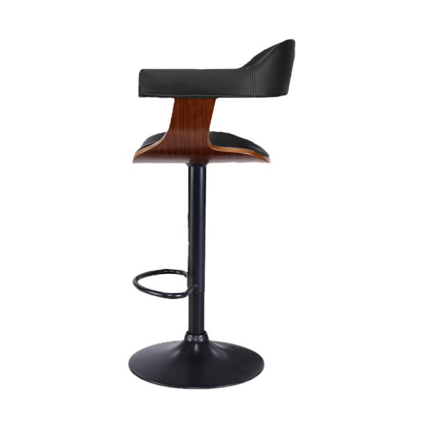 Bar Stools Gas Lift Leather w/Armrest All Black