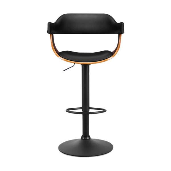 Bar Stools Gas Lift Leather w/Armrest All Black