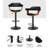 2x Bar Stools Gas Lift Leather w/Armrest All Black