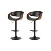 2x Bar Stools Gas Lift Leather w/Armrest