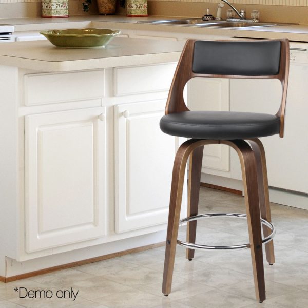 2x Bar Stools Swivel Leather Chair 65cm