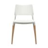 Dining Chairs Set of 4 Plastic Wooden Stackable White