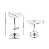 2x Bar Stools Leather Gas Lift Chair White