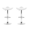 2x Bar Stools Leather Gas Lift Chair White