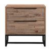 4 Pieces Bedroom Suite made in Solid Wood Acacia Veneered King Size Oak Colour Bed, Bedside Table & Tallboy