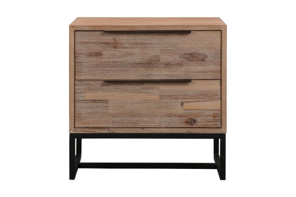4 Pieces Bedroom Suite made in Solid Wood Acacia Veneered King Size Oak Colour Bed, Bedside Table & Tallboy