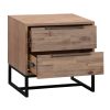 4 Pieces Bedroom Suite made in Solid Wood Acacia Veneered King Size Oak Colour Bed, Bedside Table & Tallboy