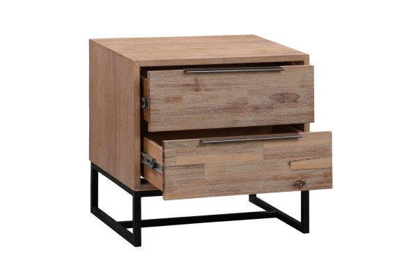 4 Pieces Bedroom Suite made in Solid Wood Acacia Veneered King Size Oak Colour Bed, Bedside Table & Tallboy