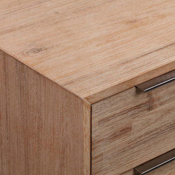 4 Pieces Bedroom Suite made in Solid Wood Acacia Veneered King Size Oak Colour Bed, Bedside Table & Tallboy