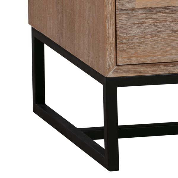 4 Pieces Bedroom Suite made in Solid Wood Acacia Veneered King Size Oak Colour Bed, Bedside Table & Tallboy