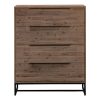 4 Pieces Bedroom Suite made in Solid Wood Acacia Veneered King Size Oak Colour Bed, Bedside Table & Tallboy