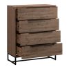 4 Pieces Bedroom Suite made in Solid Wood Acacia Veneered King Size Oak Colour Bed, Bedside Table & Tallboy