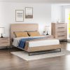 4 Pieces Bedroom Suite made in Solid Wood Acacia Veneered King Size Oak Colour Bed, Bedside Table & Tallboy