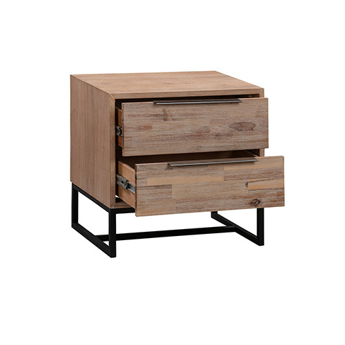 5 Pieces Bedroom Suite made in Solid Wood Acacia Veneered King Size Oak Colour Bed, Bedside Table, Tallboy & Dresser