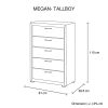 4 Pieces Storage Bedroom Suite Upholstery Fabric in Light Grey with Base Drawers King Size Oak Colour Bed, Bedside Table & Tallboy