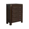 4 Pieces Bedroom Suite in Solid Wood Veneered Acacia Construction Timber Slat Double Size Chocolate Colour Bed, Bedside Table & Tallboy