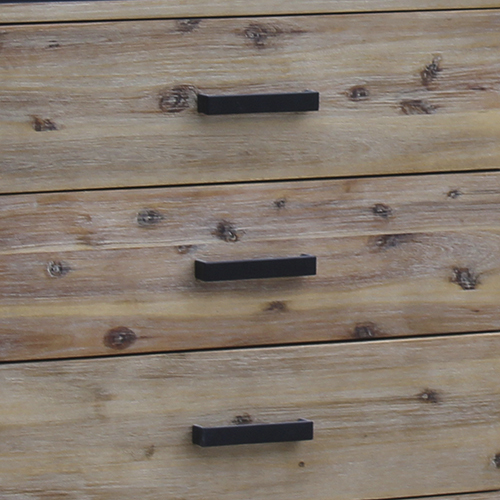 5 Pieces Bedroom Suite King Size Silver Brush in Acacia Wood Construction Bed, Bedside Table, Tallboy & Dresser