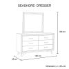 5 Pieces Bedroom Suite King Size Silver Brush in Acacia Wood Construction Bed, Bedside Table, Tallboy & Dresser