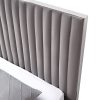 Bed Frame Polyester Fabric Padded Upholstery High Quality Slats Polished Stainless Steel Feet King Size