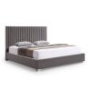 Bed Frame Polyester Fabric Padded Upholstery High Quality Slats Polished Stainless Steel Feet King Size