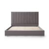 Bed Frame Polyester Fabric Padded Upholstery High Quality Slats Polished Stainless Steel Feet King Size