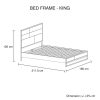 King size Bed Frame Solid Wood Acacia Veneered Bedroom Furniture Steel Legs
