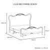 Queen Bed Frame Linen Fabric Beige Oak Wood White Washed Finish Mattress Support