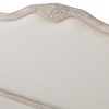 Queen Bed Frame Linen Fabric Beige Oak Wood White Washed Finish Mattress Support