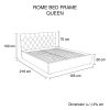 Gilgai Gas Lift Queen Size Storage Bed Frame Upholstery Fabric in Black Colour with Tufted Headboard