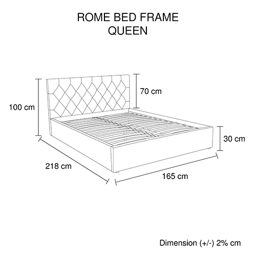 Gilgai Gas Lift Queen Size Storage Bed Frame Upholstery Fabric in Black Colour with Tufted Headboard