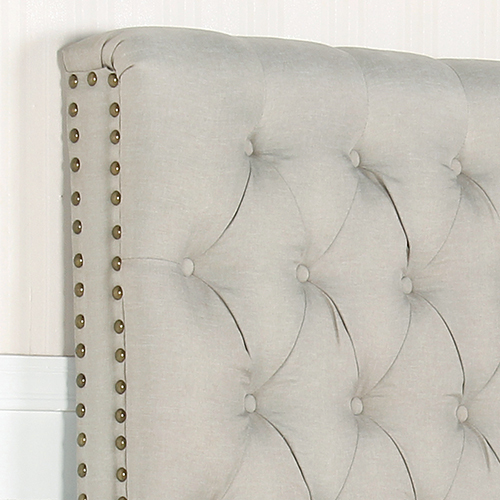 Bed Head French Provincial Headboard Upholsterd Fabric – QUEEN, Beige