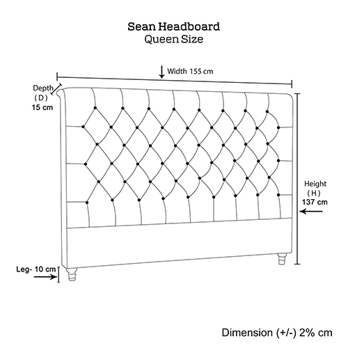 Bed Head French Provincial Headboard Upholsterd Fabric – QUEEN, Beige