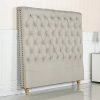 Bed Head French Provincial Headboard Upholsterd Fabric – QUEEN, Beige
