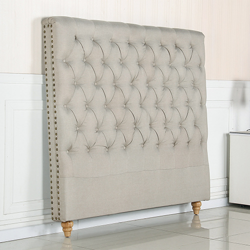 Bed Head French Provincial Headboard Upholsterd Fabric – QUEEN, Beige
