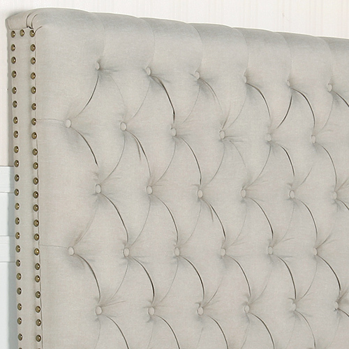 Bed Head French Provincial Headboard Upholsterd Fabric – QUEEN, Beige
